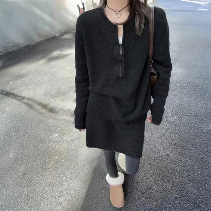 ハーフジップニットセットアップ(3colors)