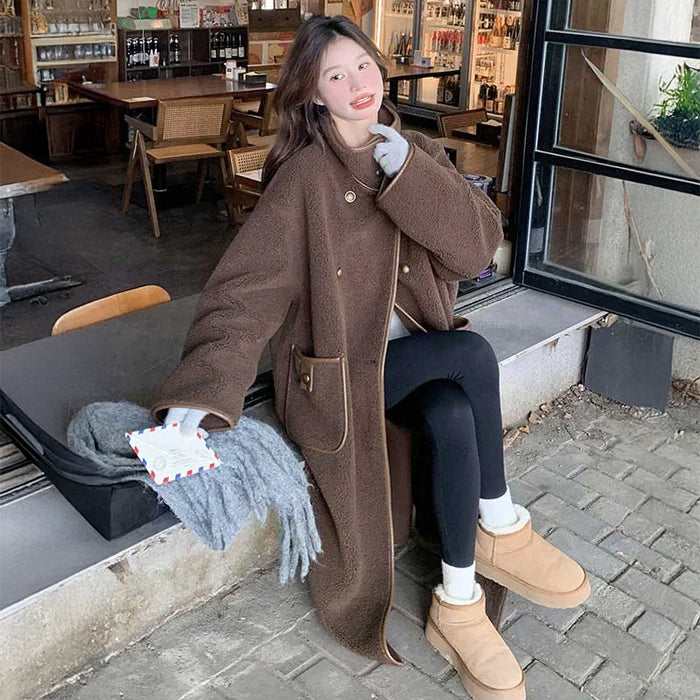 ブラウンロングボアコート