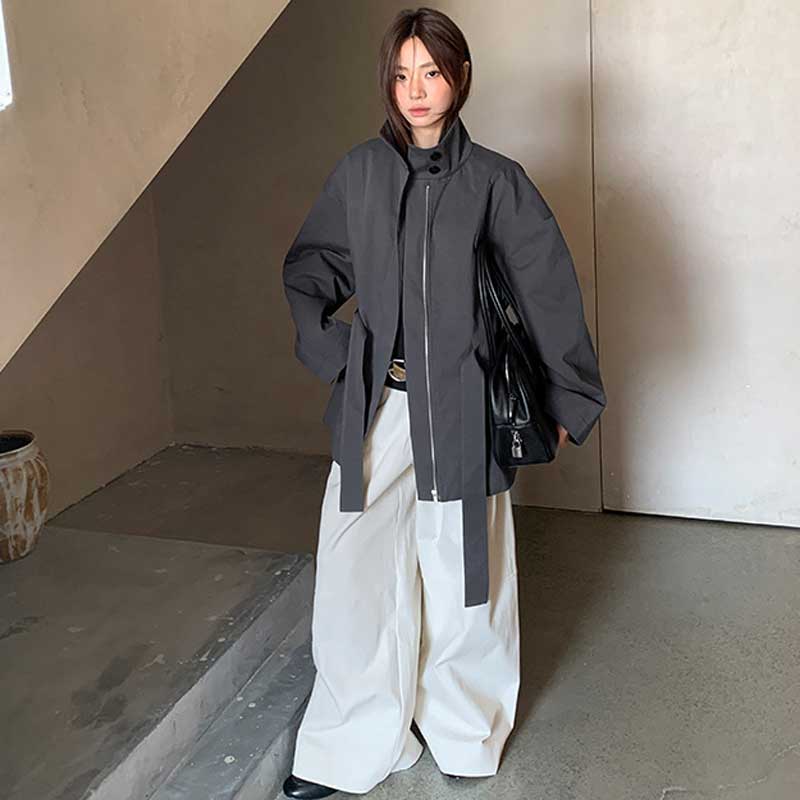 スタンドネックワイドスリーブコート(2colors)