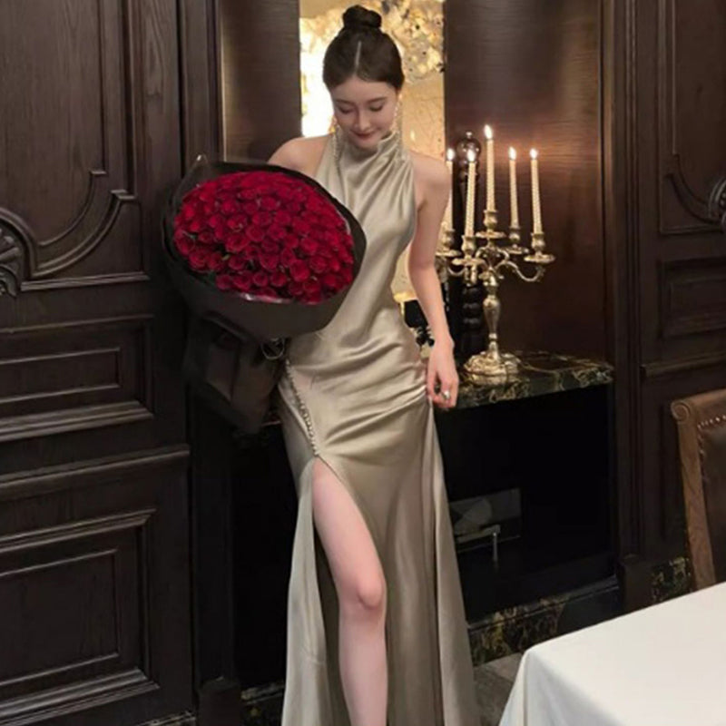 シャンパンゴールドホルタードレス