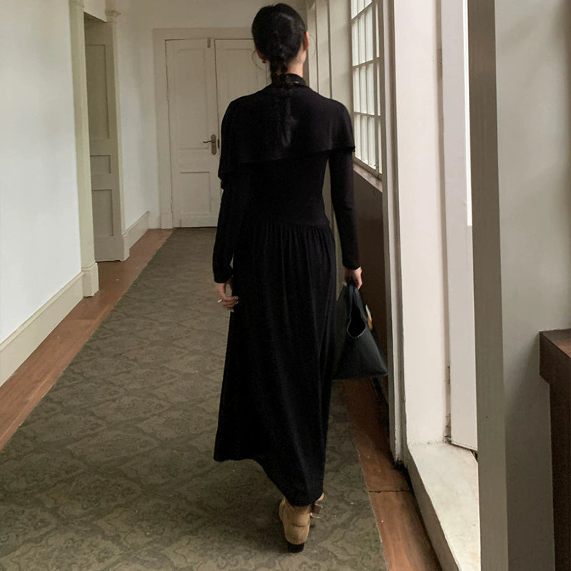 ボタンショール×ニットワンピースセット