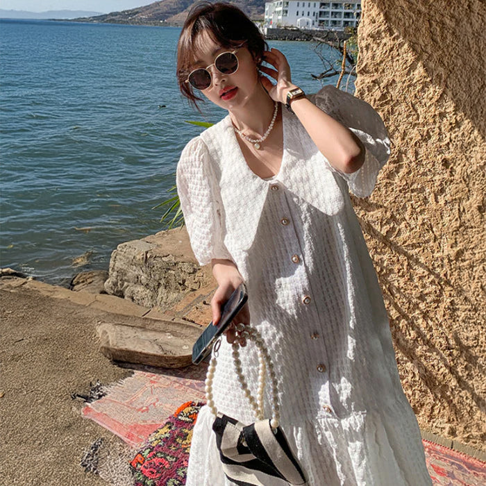 ビッグカラーレースワンピース