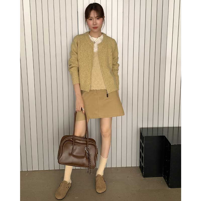 ラウンドネックニットカーディガン(4colors)