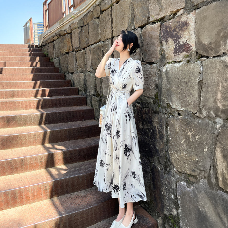 フローラルカシュクールワンピース