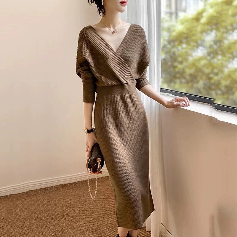 バックオープンニットワンピース(5colors)