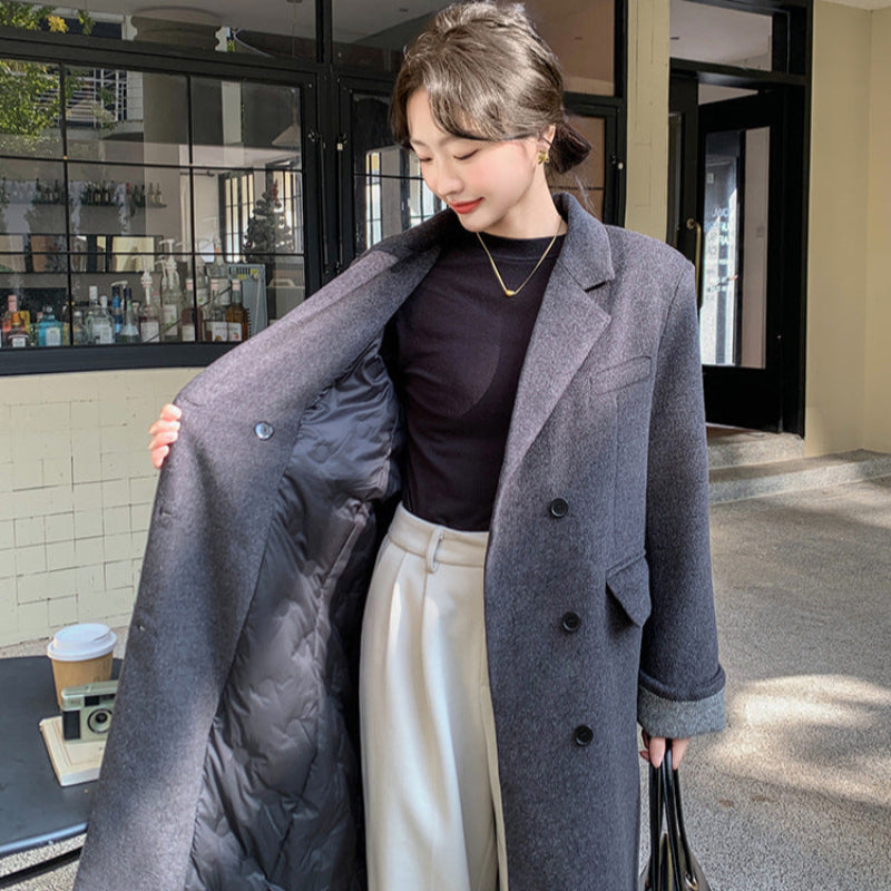 ダウンライナー付ウールブレンドロングコート