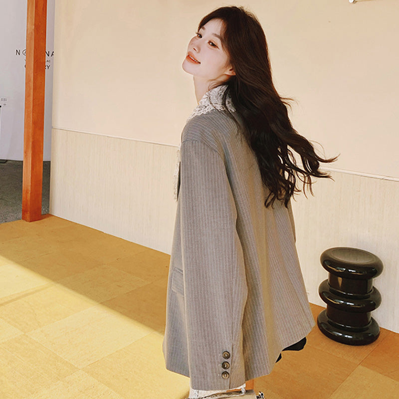 レース襟ストライプジャケット