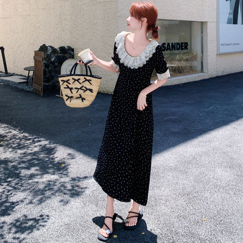 レースカラーフローラルワンピース