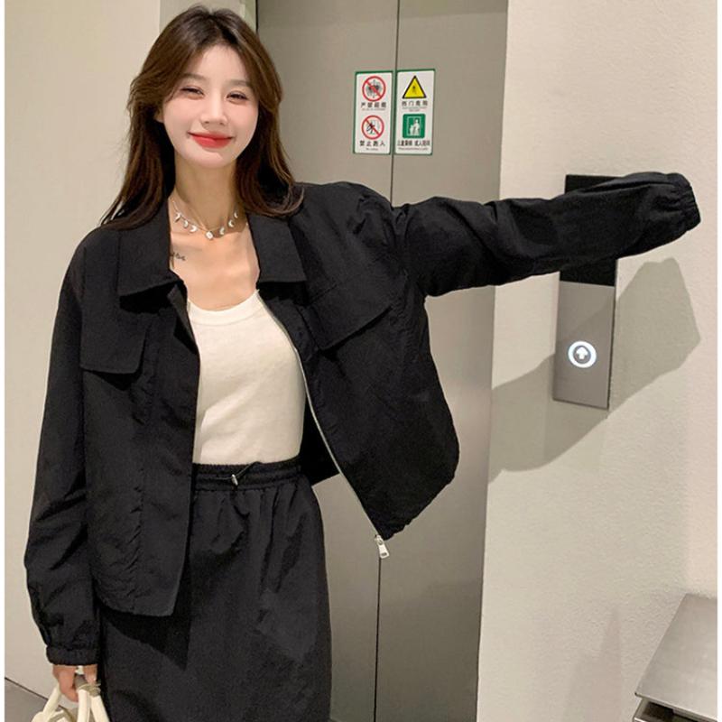 テックダブルポケットブルゾン×ロングスカートセットアップ