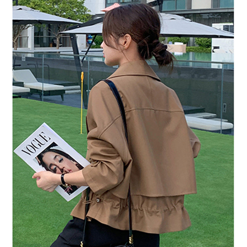 ドローストリングショート丈トレンチ