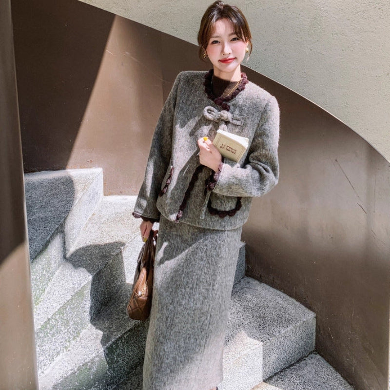 ミックスツイードジャケット×スカートスーツ