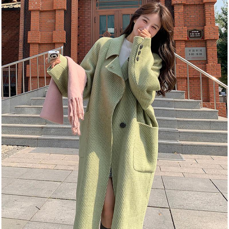 ラグランスリーブロング丈ウールコート