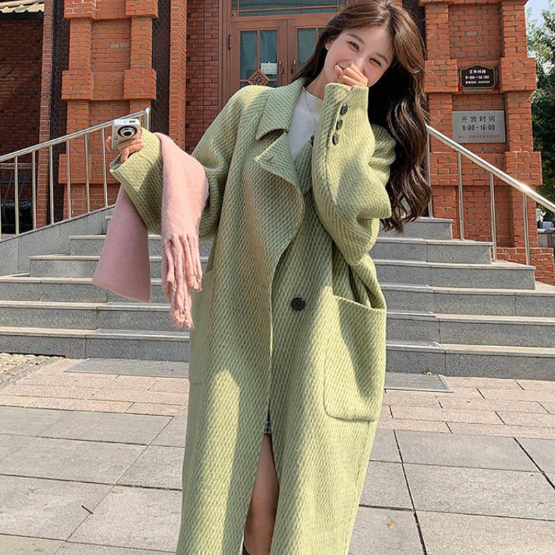 ラグランスリーブロング丈ウールコート