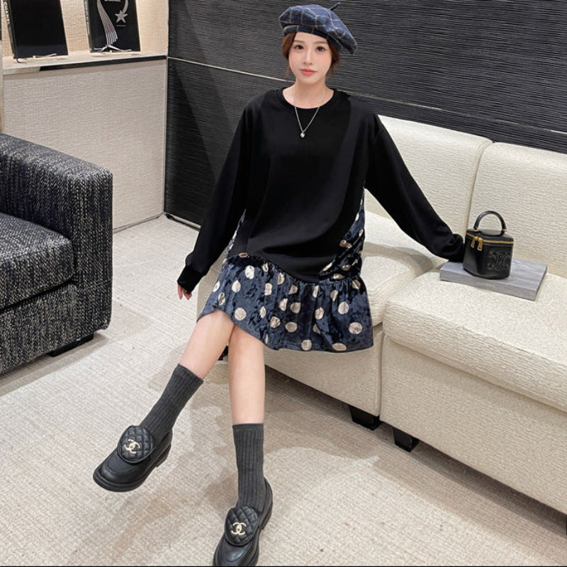 ブラックレイヤードドットチュニック