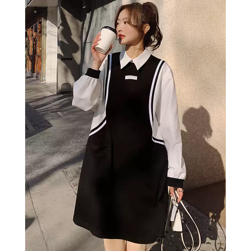 バイカラーAラインワンピース