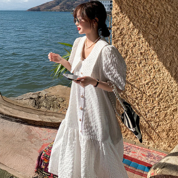 ビッグカラーレースワンピース