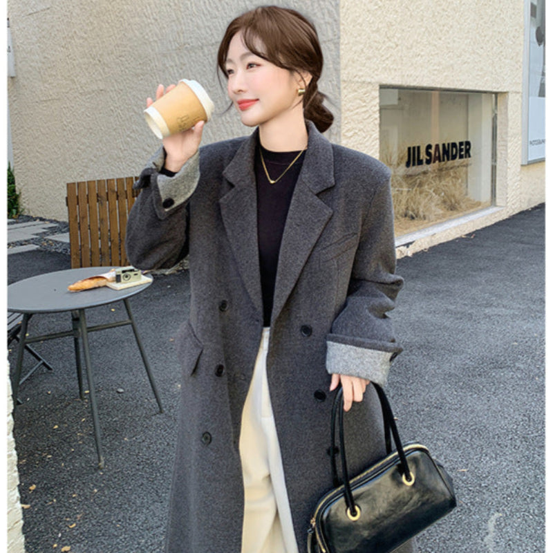 ダウンライナー付ウールブレンドロングコート