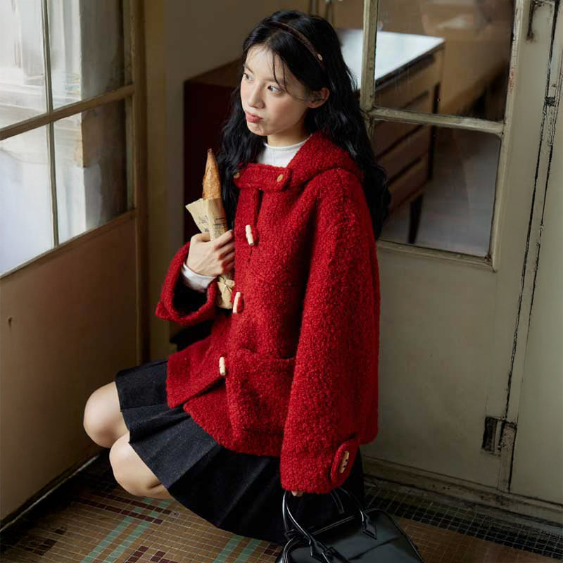 レッドボアショートダッフルコート