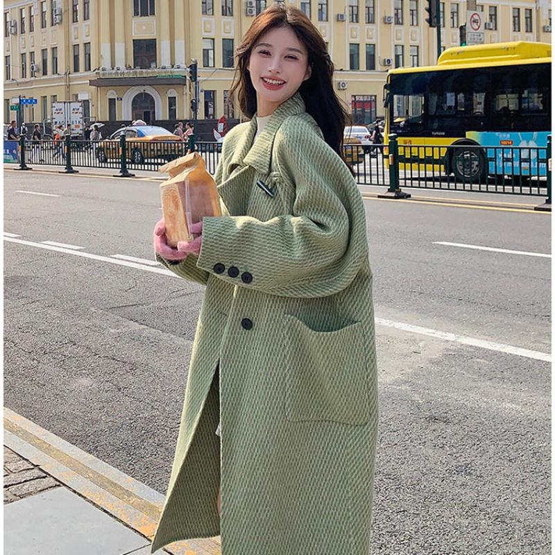 ラグランスリーブロング丈ウールコート