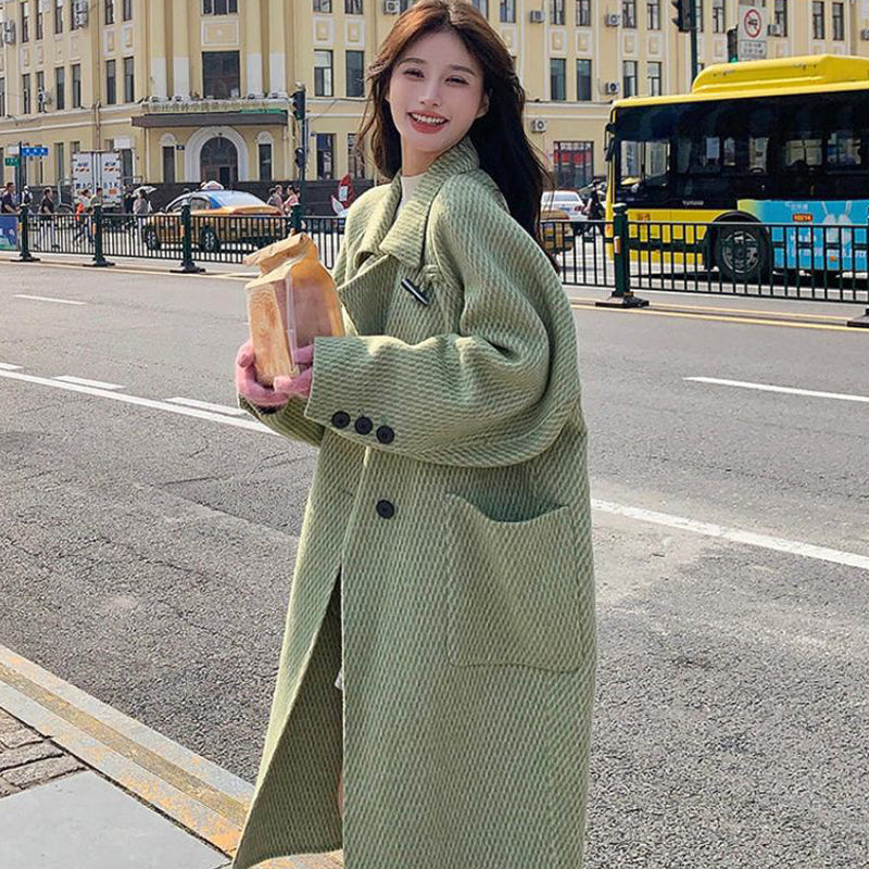 ラグランスリーブロング丈ウールコート