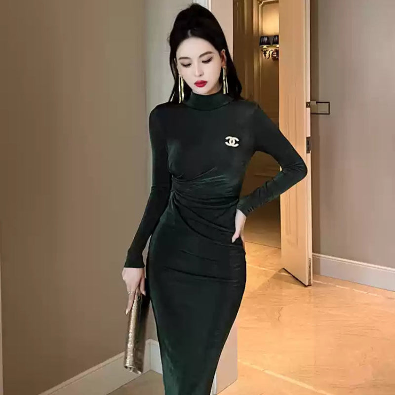 ハイネックスリムラインドレス(6colors)