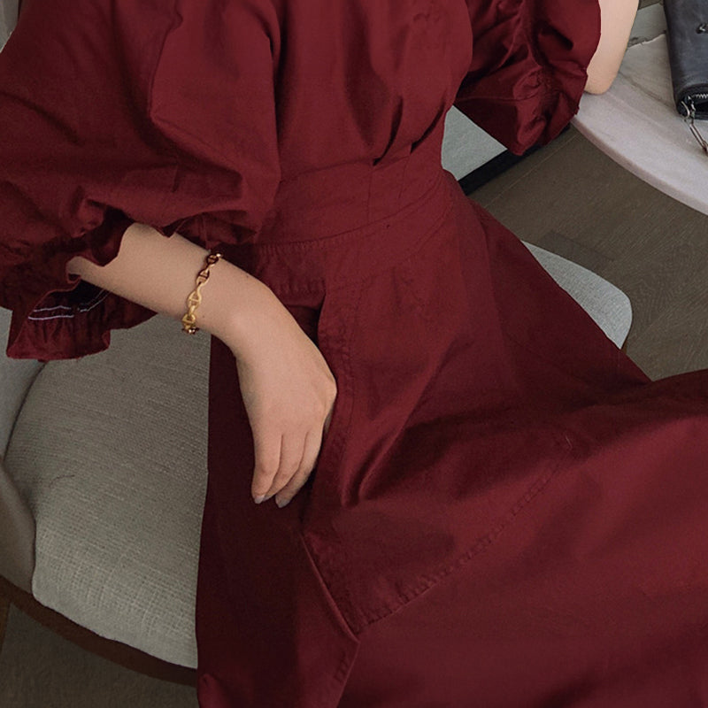 パフスリーブフレアワンピース(2colors)