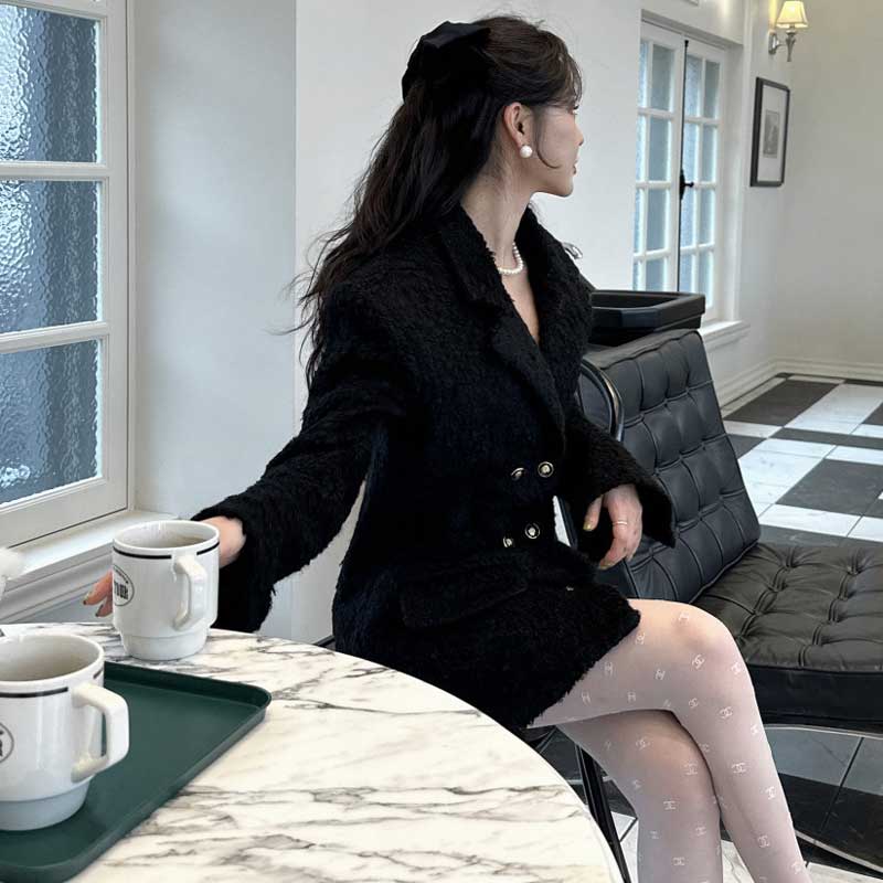 テーラードツイードワンピースコート(2colors)