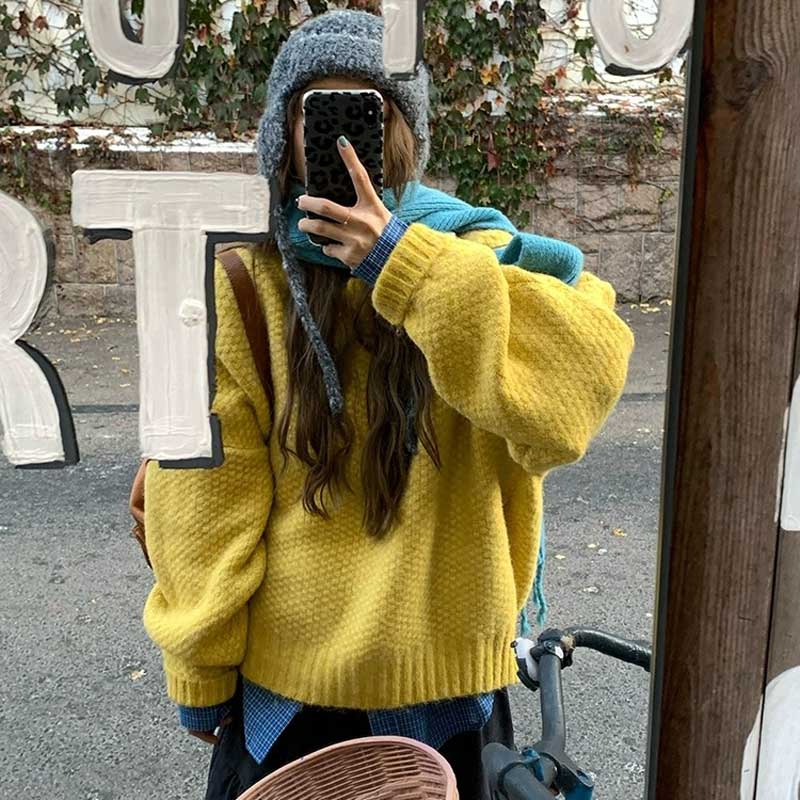 ワッフルルーズニット(2colors)