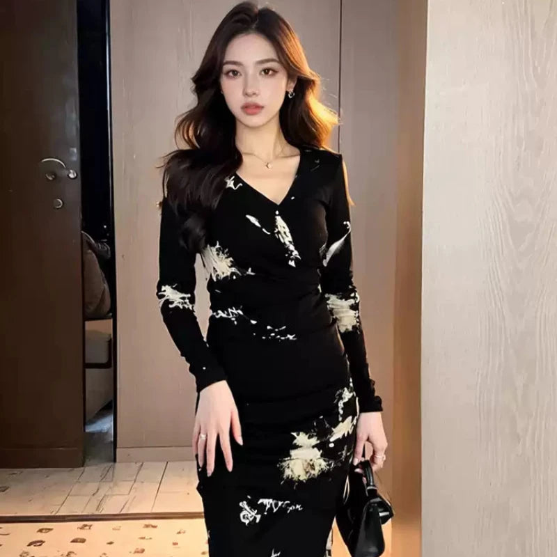 モノトーンカシュクールトドレス