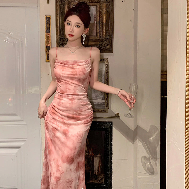 タイダイ柄グラデーションドレープドレス