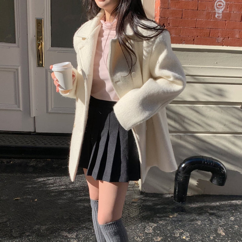 ウールブレンドハーフコート(3colors)