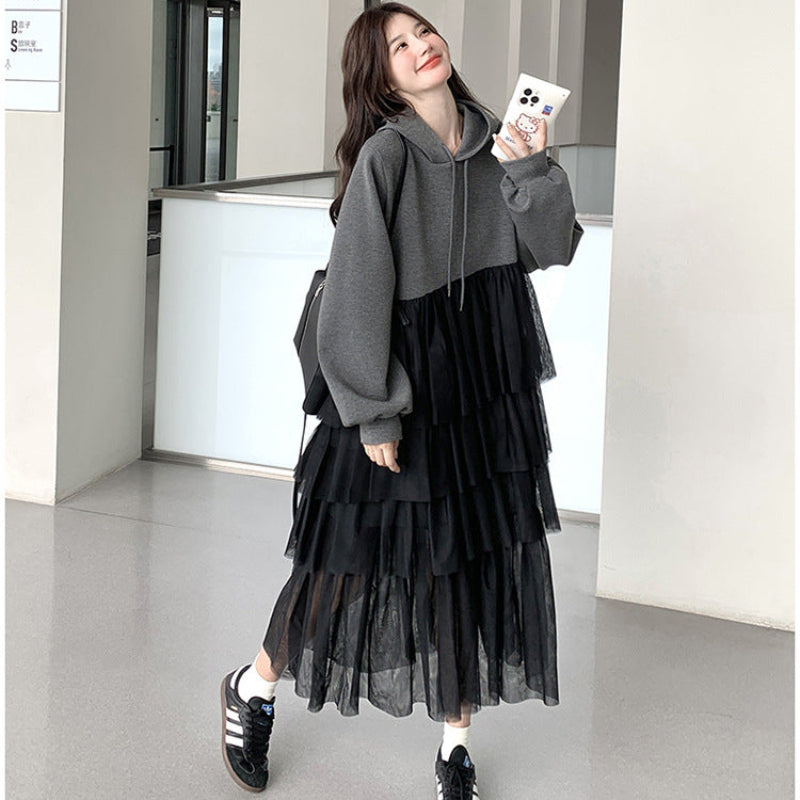 チュールドッキングパーカーワンピース