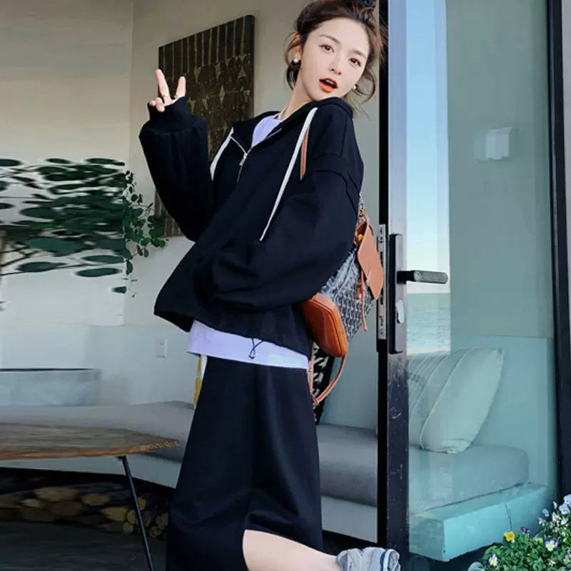 オーバーサイズパーカー×スリットスカートセット