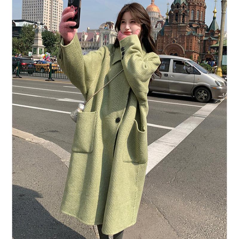 ラグランスリーブロング丈ウールコート