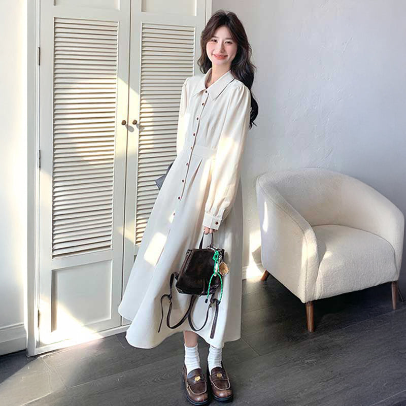 デニムショートベスト×シャツワンピース