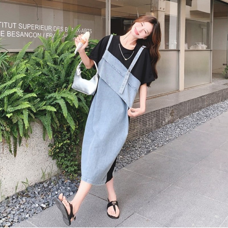 Tシャツ×デニムフェイクワンピース