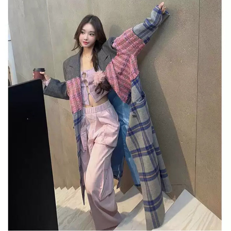 カラフルパッチワークロングコート