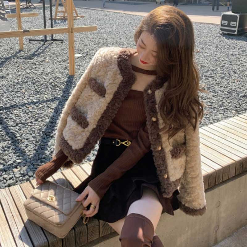 ボアバイカラーショートジャケット