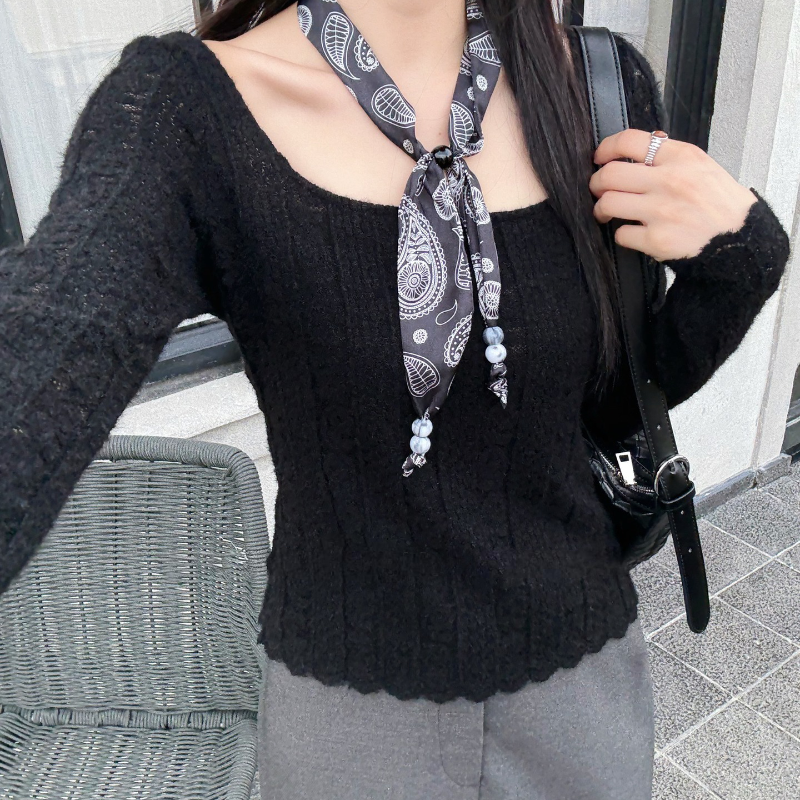 スクエアカラーニットトップス(3colors)