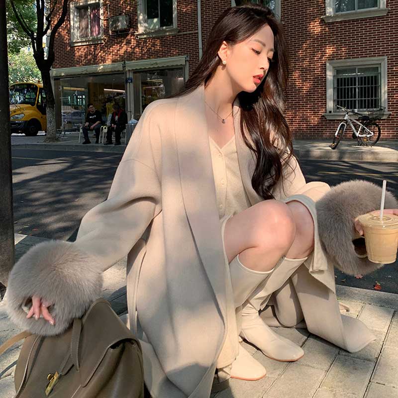 ファーカフスガウンコート(3colors)