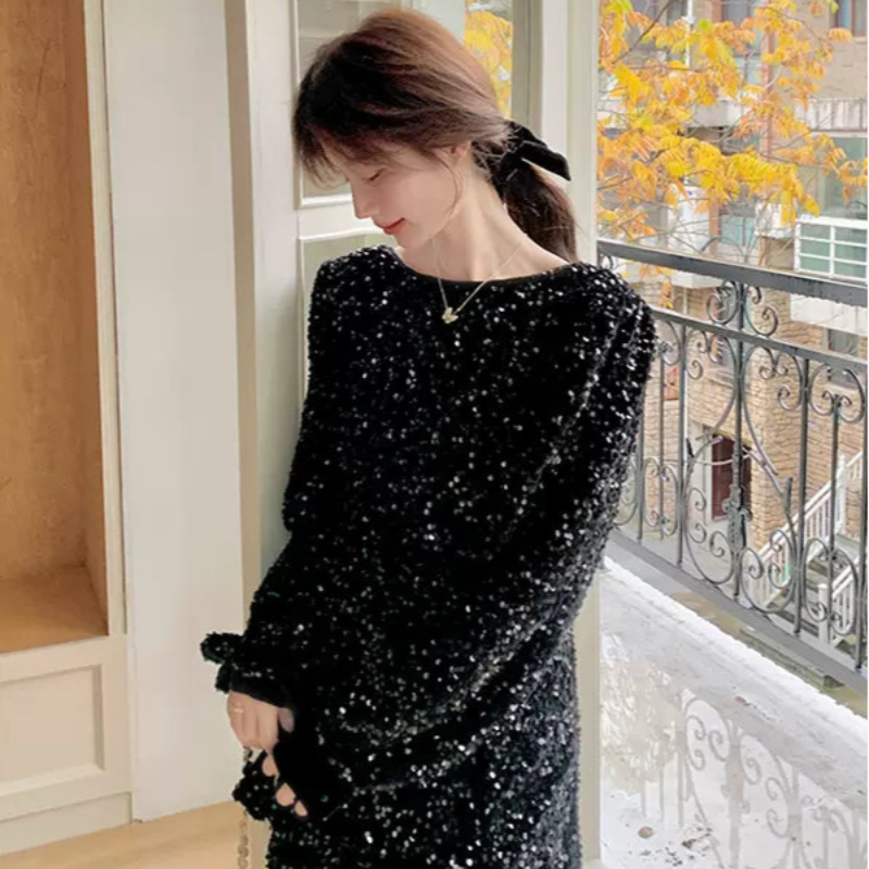 ラメトップス×ワッシャースカートドッキングワンピース