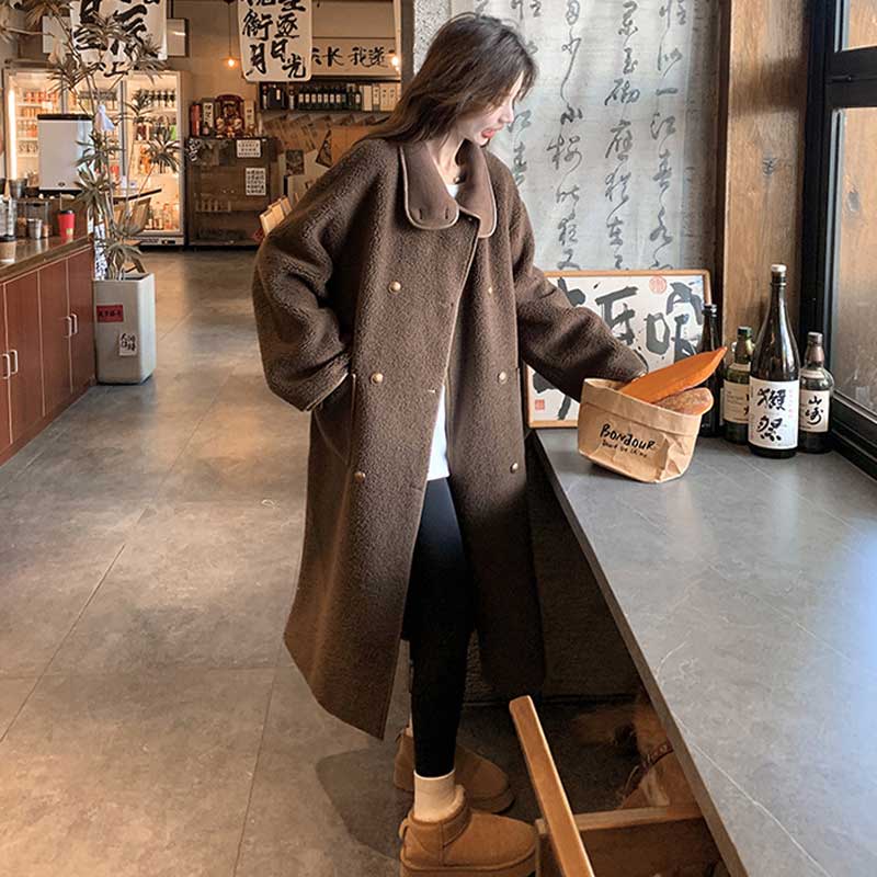 ブラウンロングボアコート