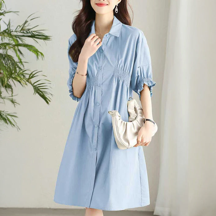 ギャザースリーブシャツワンピース(4colors)