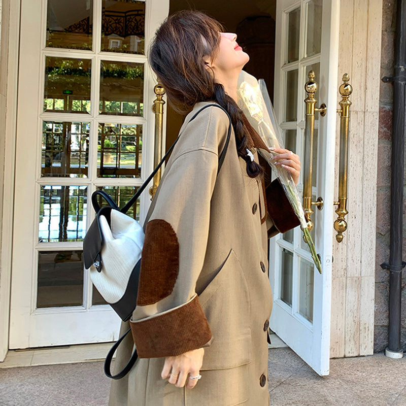 オーバーサイズバイカラーミディ丈トレンチコート