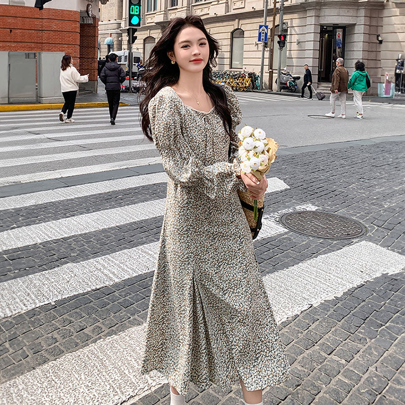 ティアードキャンディースリーブ小花柄ワンピ