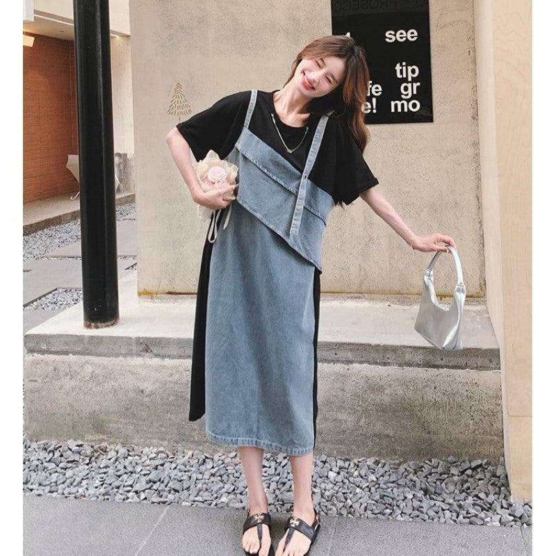 Tシャツ×デニムフェイクワンピース