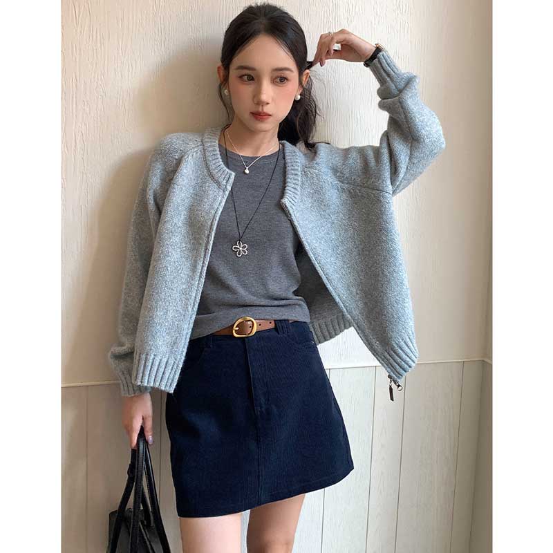 ラウンドネックニットカーディガン(4colors)