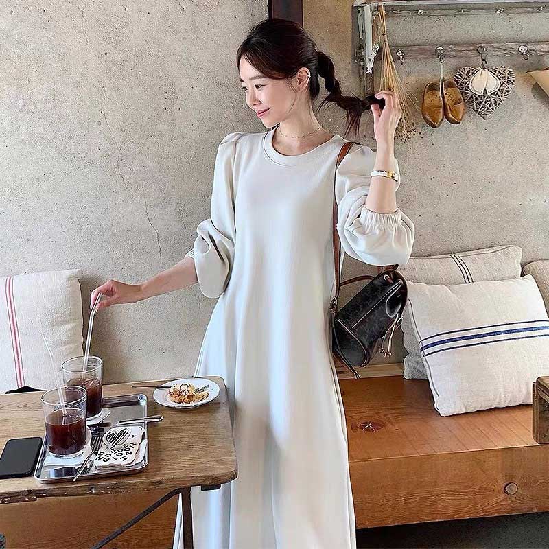 ボリューム袖Aラインワンピース(3colors)