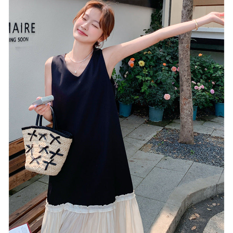 バイカラーノースリーブワンピース