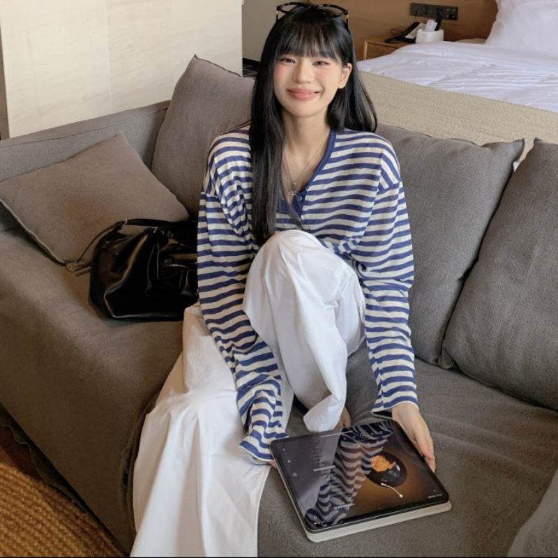 ストライプヘンリーロングTシャツ